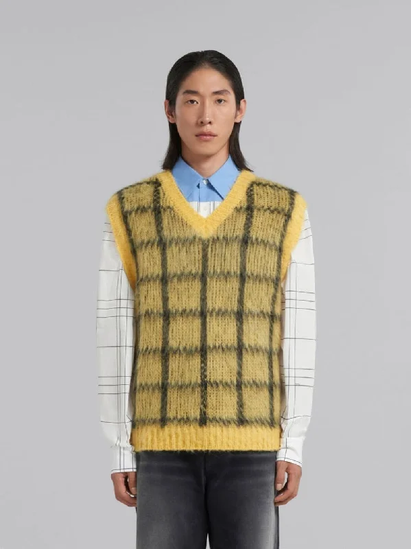 Yellow Checked Mohair Vest