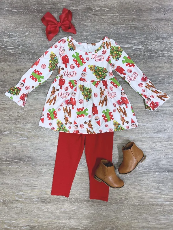 The Nice List Elf on the Shelf Girls Leggings Outfit