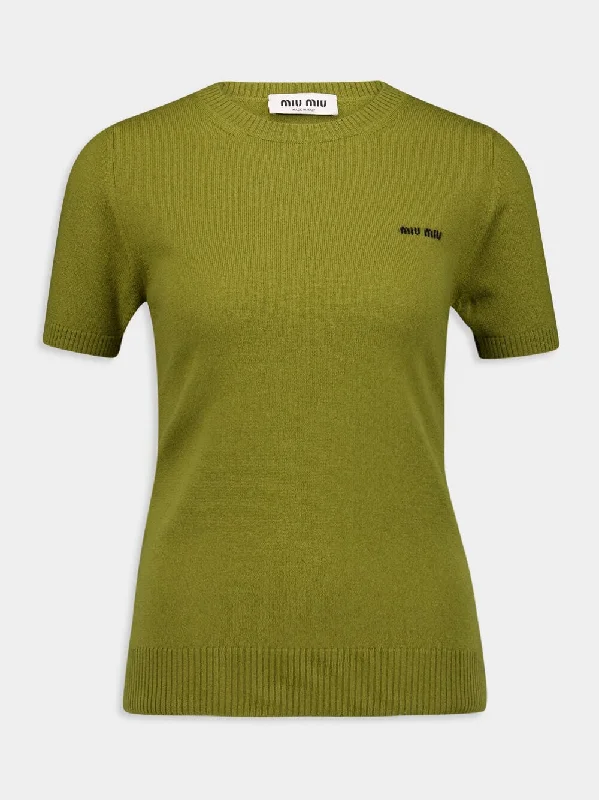 Slim-fit Green Cashmere Sweater