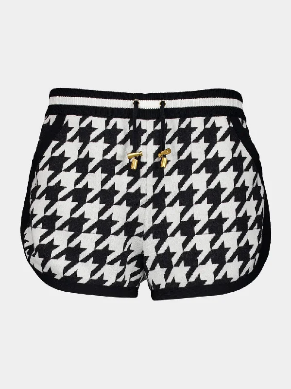 Houndstooth Jacquard Knit Shorts