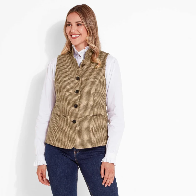 Schoffel Mens Nehru Waistcoat - Houndstooth tweed