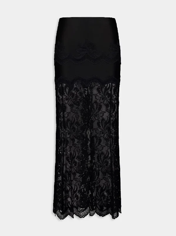 Black Long Lace Skirt