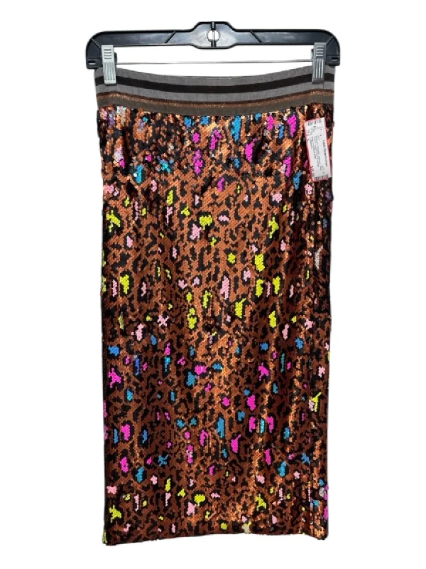 Le Superbe Size S Multicolor Polyester Sequined Neon Striped Leopard Print Skirt