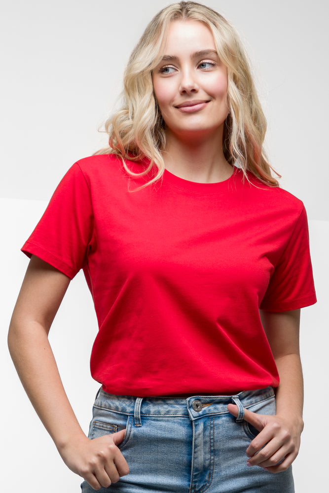 Crew Neck Short Sleeve T-Shirt Red