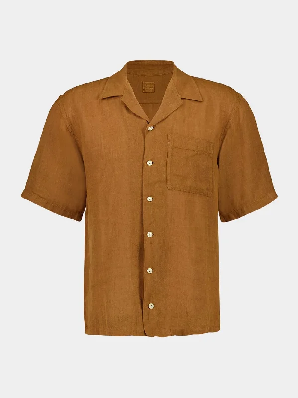 Curry Short-Sleeve Relaxed Fit Linen Shirt