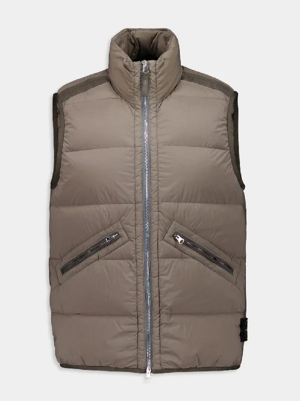 Walnut Brown Down Zip Vest