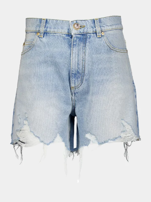 Light Blue Denim High-Waisted Shorts