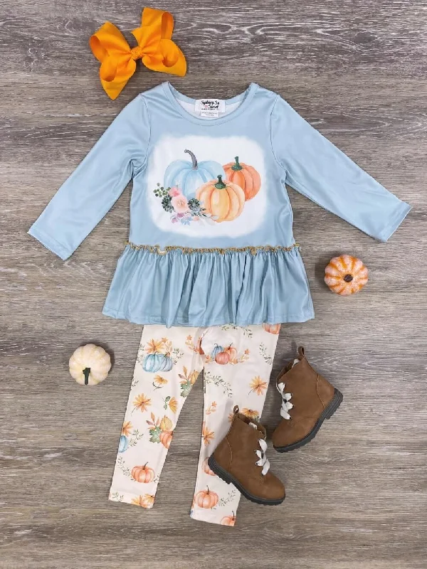 Watercolor Pumpkin Girls Tunic & Leggings Set