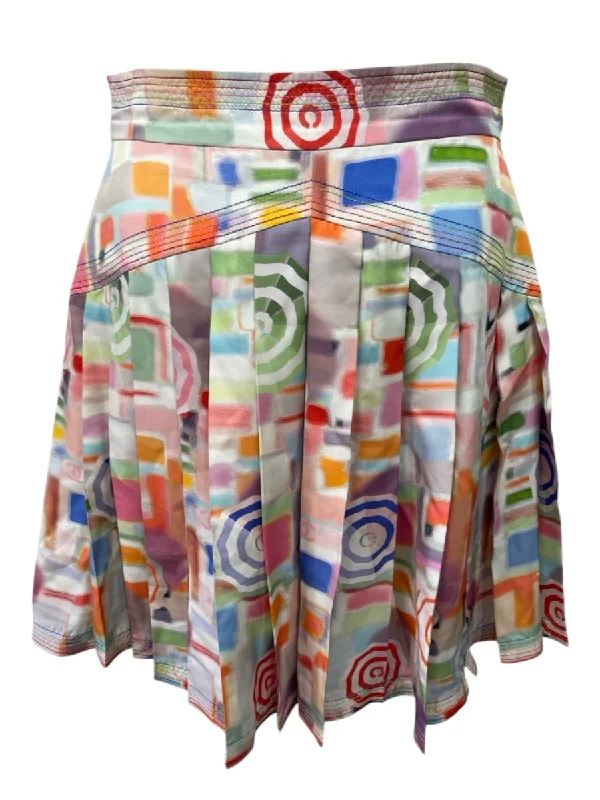 Chanel Size 40 Multicolor Silk Pleated Zip Detail Skirt