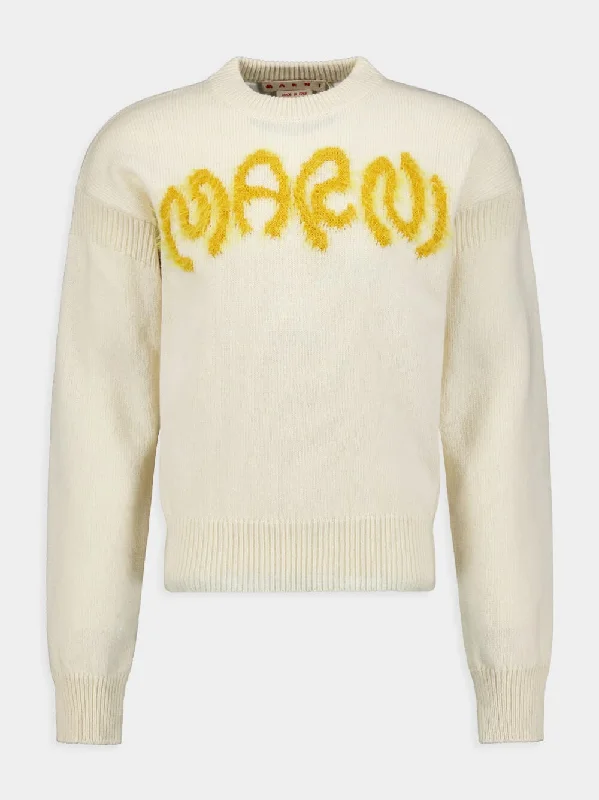 Intarsia-Knit Wool Crewneck Sweater