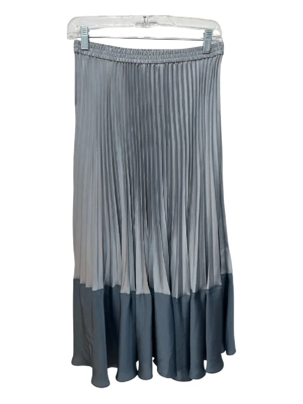 Club Monaco Size S Slate Gray & Blue Polyester Pleated Elastic Waist Skirt