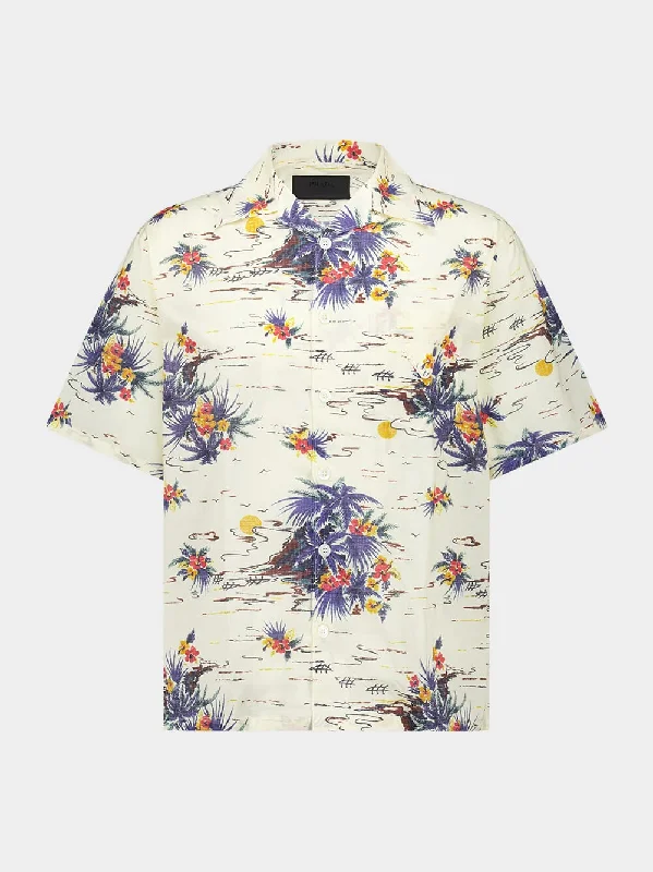 Cream Hawaii Print Short-Sleeve Shirt