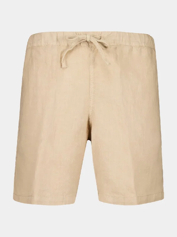 Almond Linen Bermuda Shorts