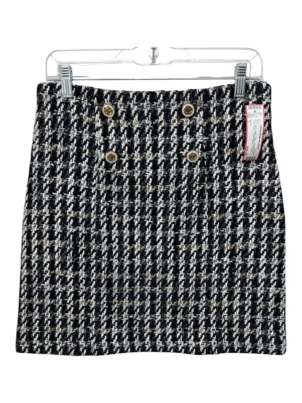 Sandro Size 3 Navy, White, Black Polyamide & Cotton Blend Tweed Mini Skirt