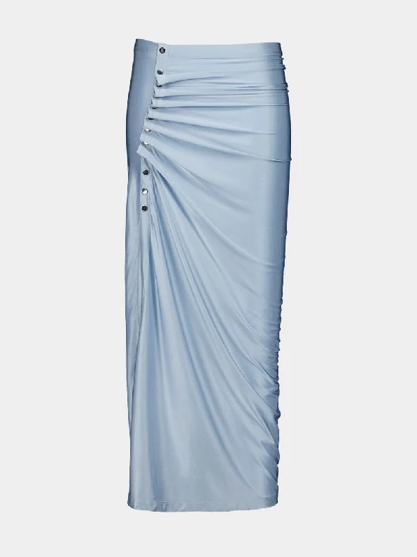 Faded Blue Draped Midi Skirt