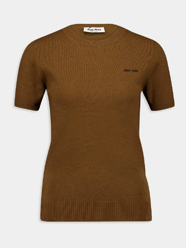 Slim-fit Brown Cashmere Sweater