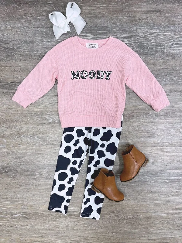 Moody Girl Cow Print Leggings Girls Outfit