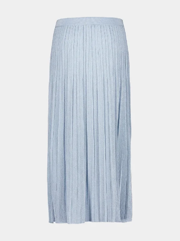 Blue Lurex Waverly Rib Midi Skirt