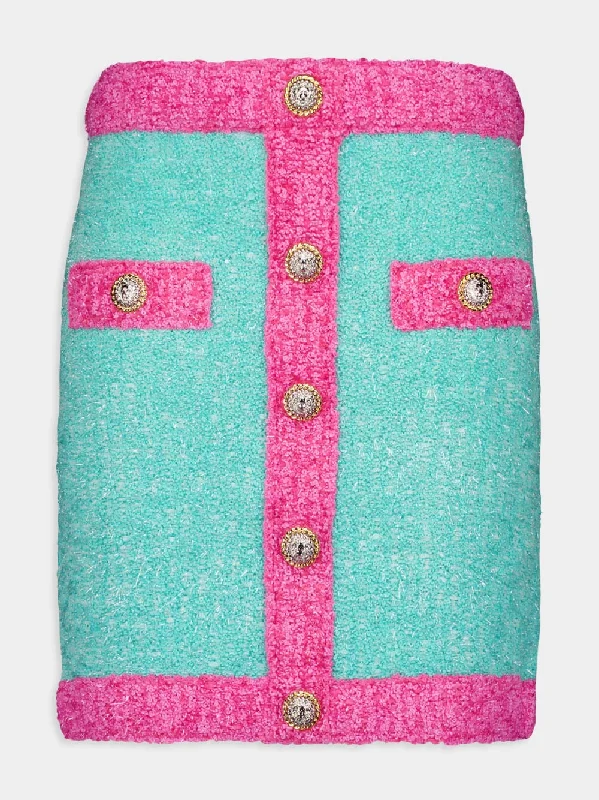 Two-Tone Buttoned Knit Skirt