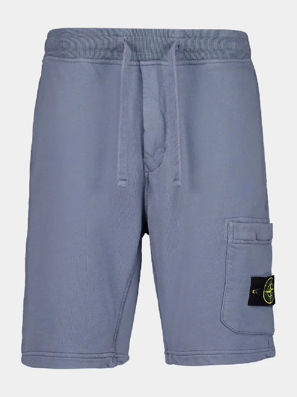 Blue Organic Cotton Cargo Bermuda Shorts