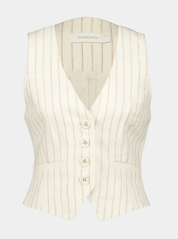 Cream Pinstripe Tranquillity Waistcoat