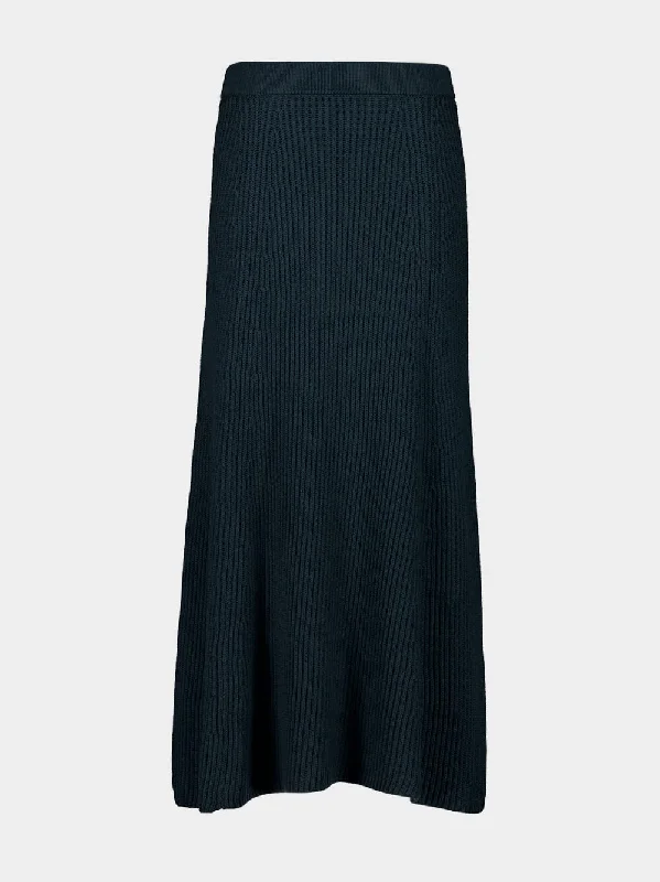 Forest Green Knit Midi Skirt