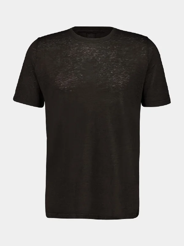 Black Linen Short Sleeve T-Shirt