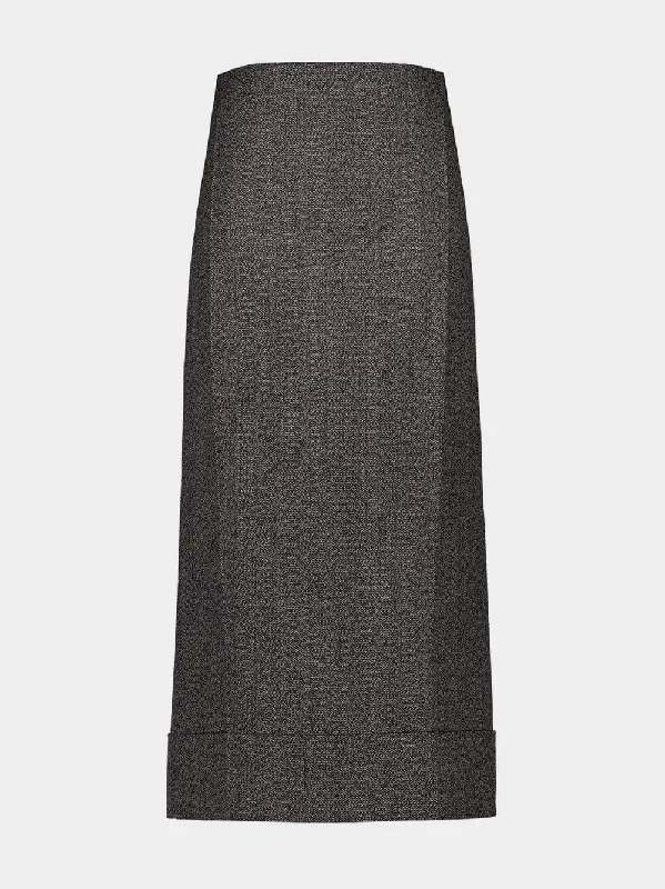 Black Mouliné Maxi Skirt