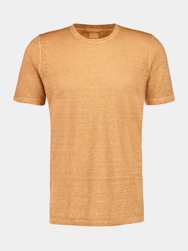 Apricot Soft Fade Linen Short Sleeve T-Shirt