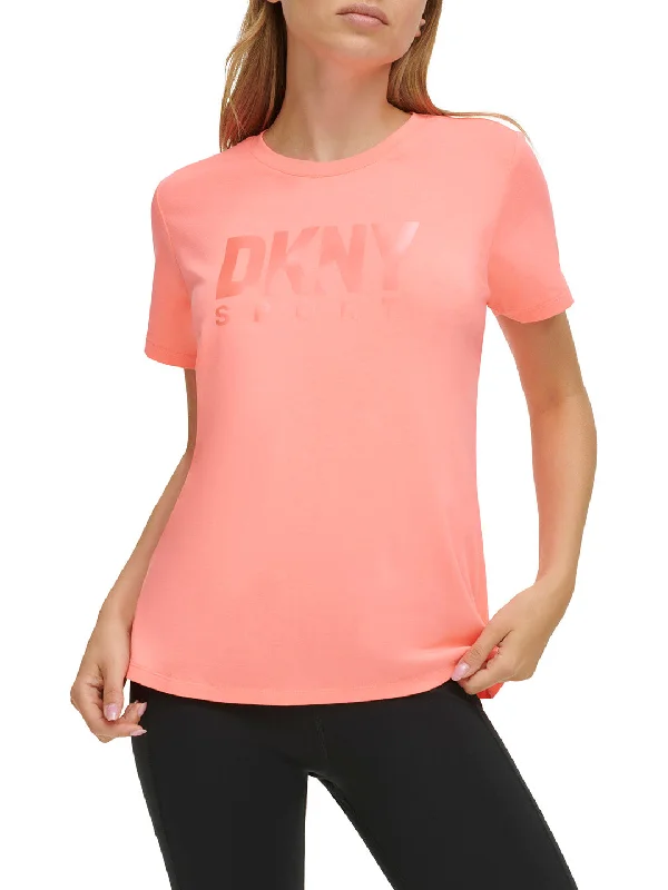 DKNY Women Pink Printed Round Neck Short Sleeves T-Shirt