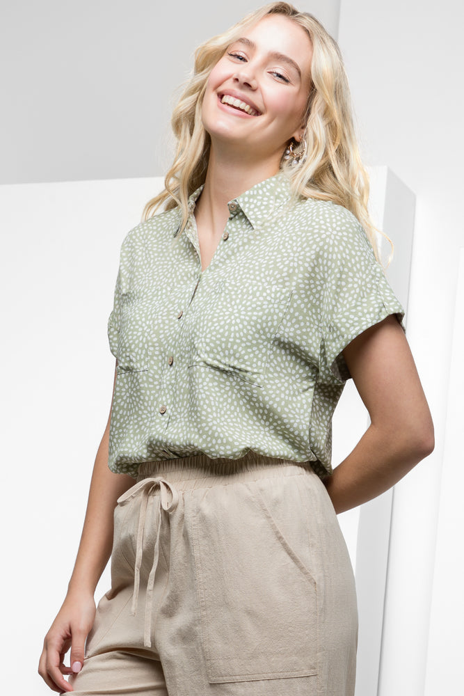 Spot Short Sleeve Shirt Light Green