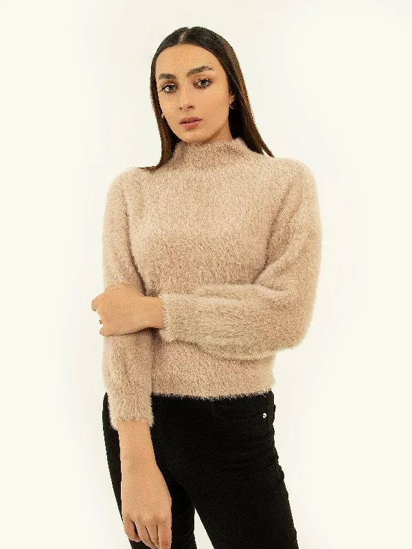 High Neck Fur Sweater