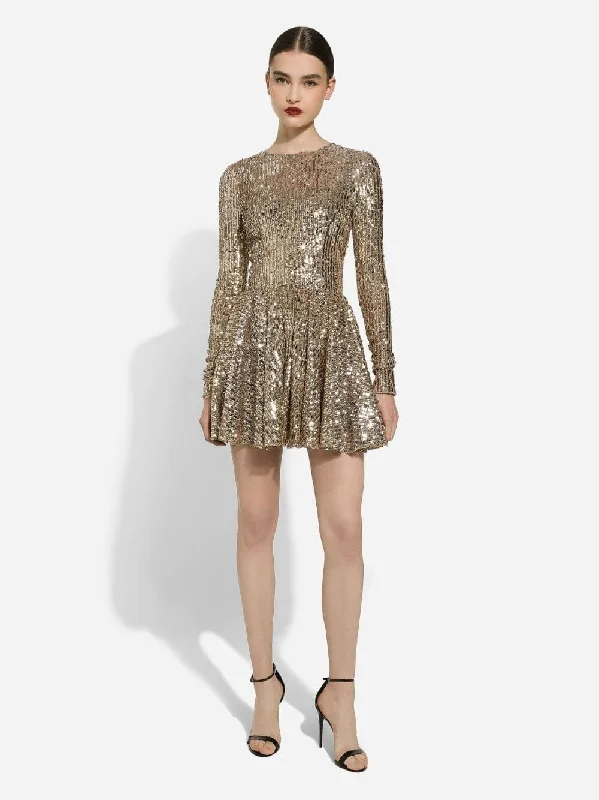 Sequined Circle Skirt Dress