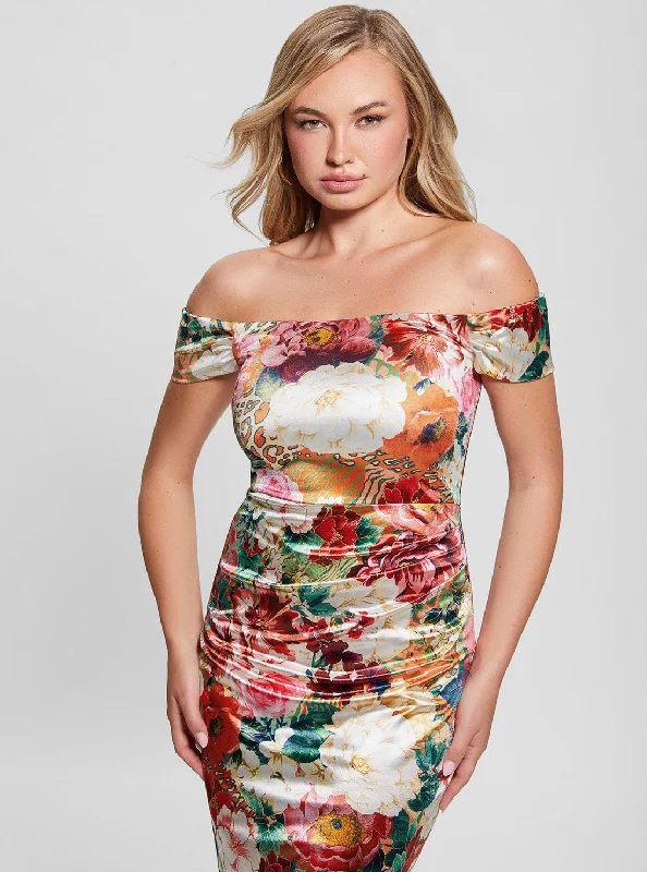 Floral Print Off Shoulder Camila Mini Dress