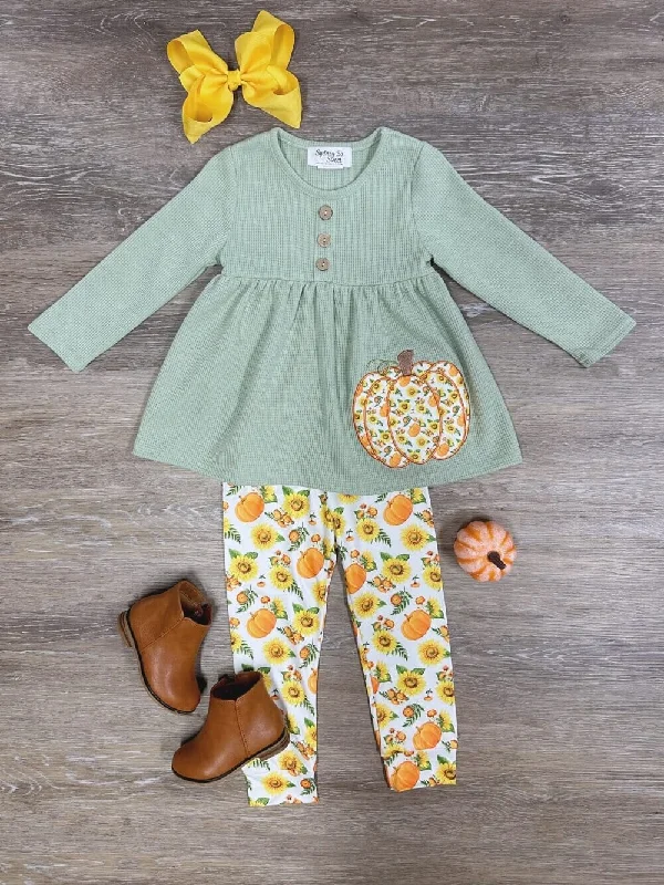 Pumpkin & Sunflower Patch Tunic & Leggings Girls Outfit