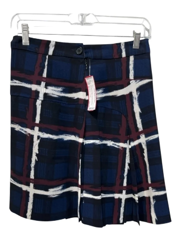 Marc By Marc Jacobs Size 0 Blue, Black & Red Triacetate Blend Mini Skirt