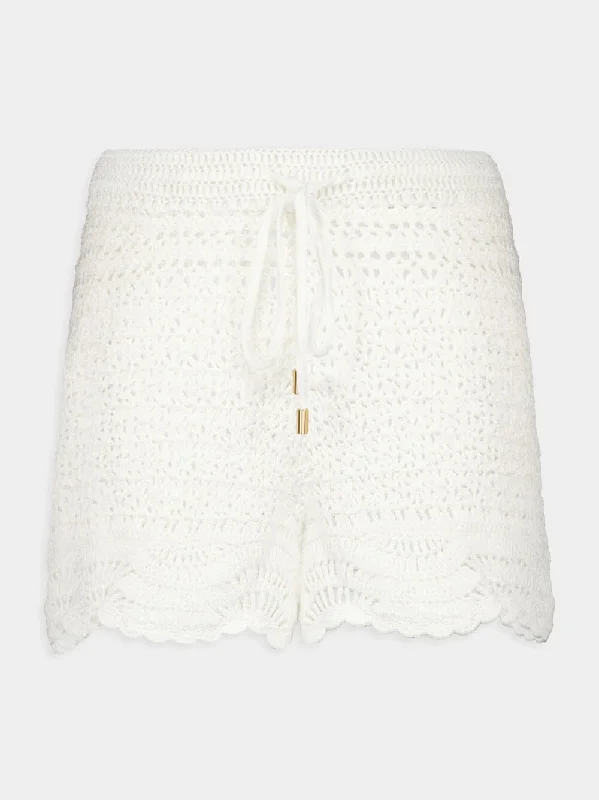 Ivory Lightburst Textured Shorts