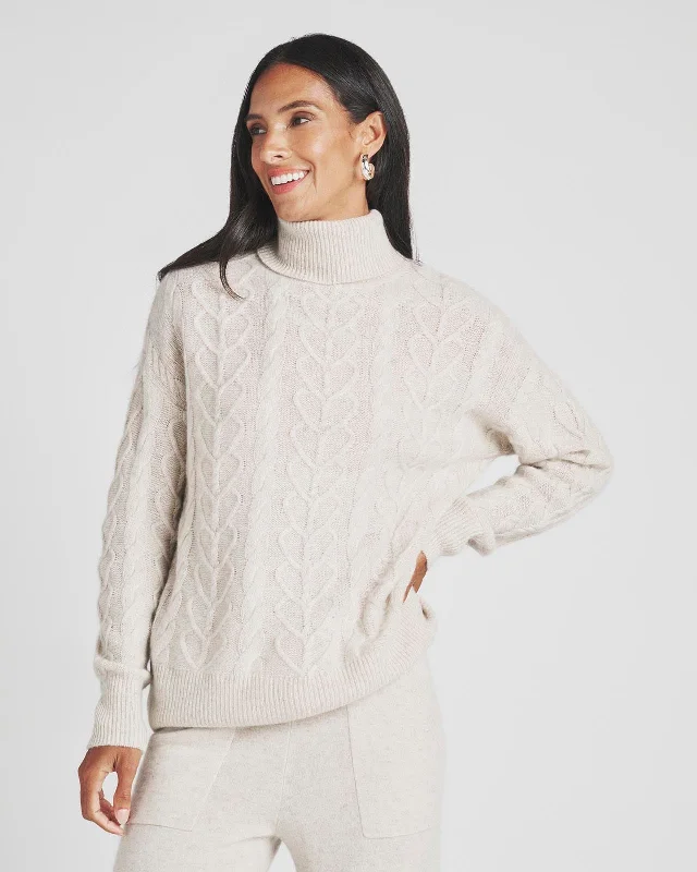 Charlotte Cashmere Turtleneck Cable Sweater