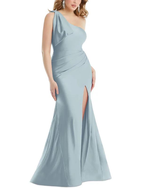 Womens Bow Polyester Evening Dress