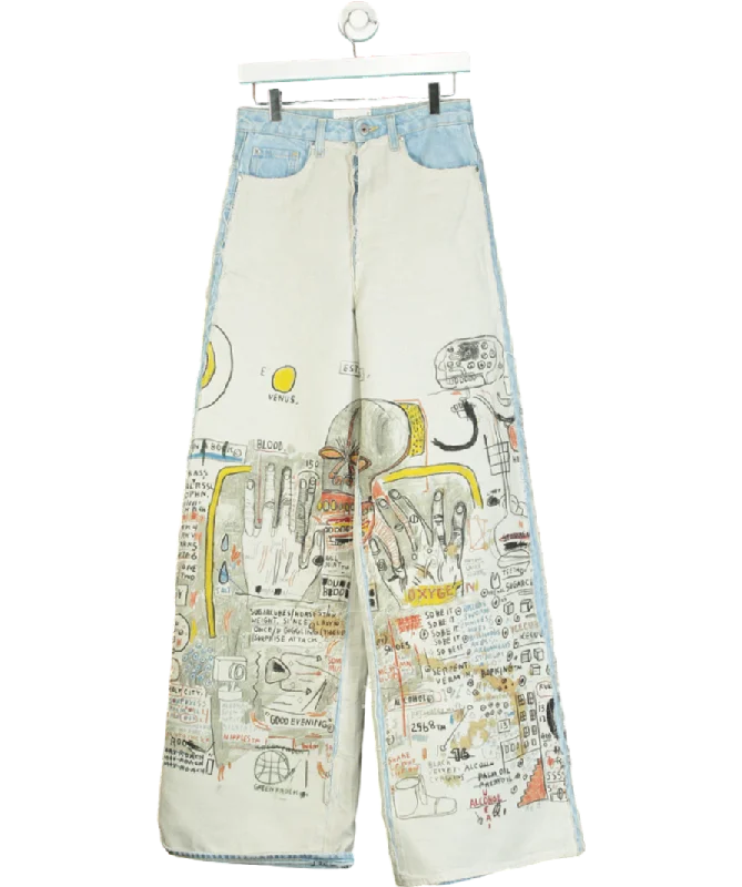 H&M Studio Blue Straight Relaxed High Jeans Light Denim/ Basquiat W28