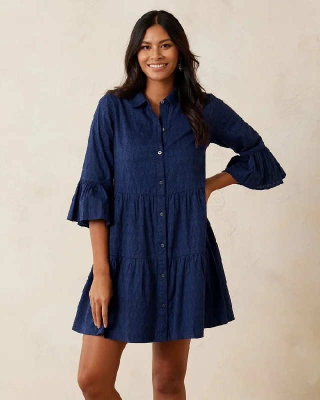 Tommy Bahama Cotton Clip Tiered Shirt Dress Coverup - Mare Navy*