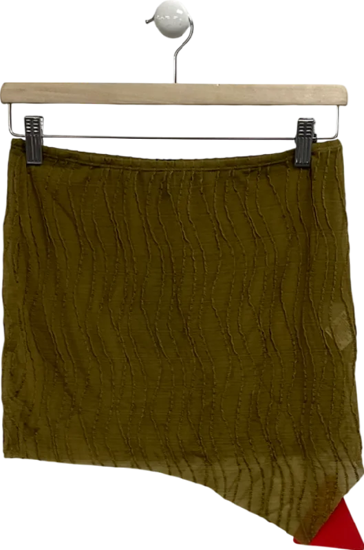 Ego Green Textured Asymmetric Mini Skirt UK 10