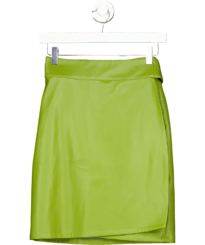 Never Fully Dressed Green Jaspre Vegan Leather Wrap Skirt UK XS/S