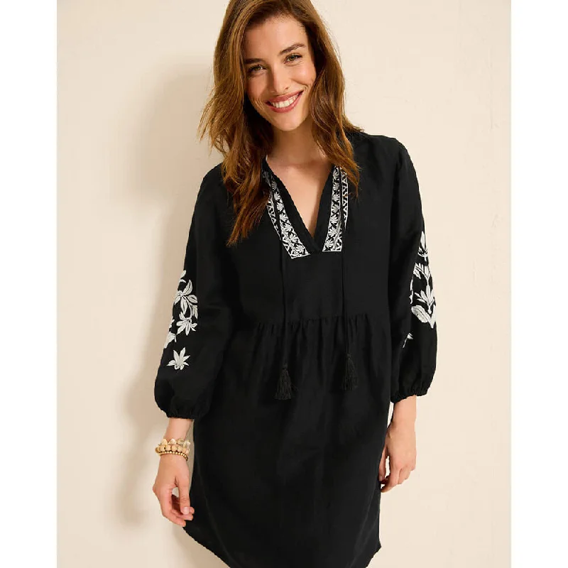 Tommy Bahama Womens St. Lucia Floral Embroidered Dress Coverup - Black*