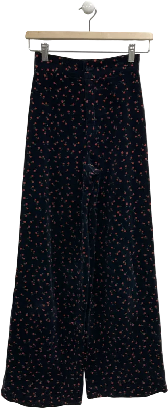 Stirling Cooper Blue Floral Print Wide Leg Trousers UK XXS