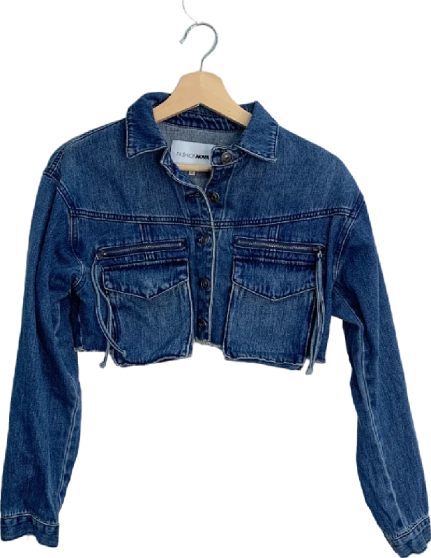 Fashion Nova Blue Denim Cropped Jacket XS