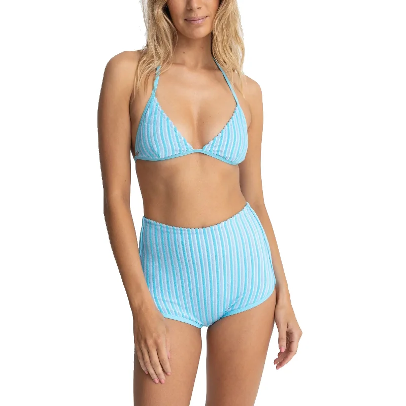 Rhythm Terry Strands Stripe Fixed Halter Tri Women's Bikini Top - Blue