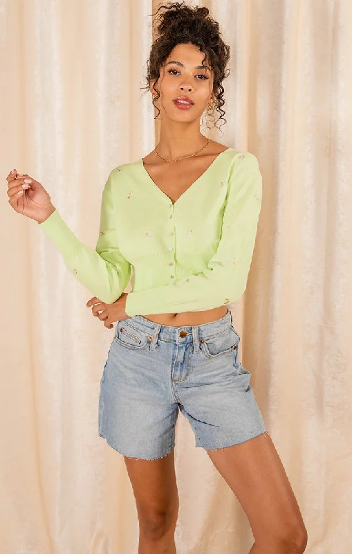 Felicity Cropped Cardigan Lime