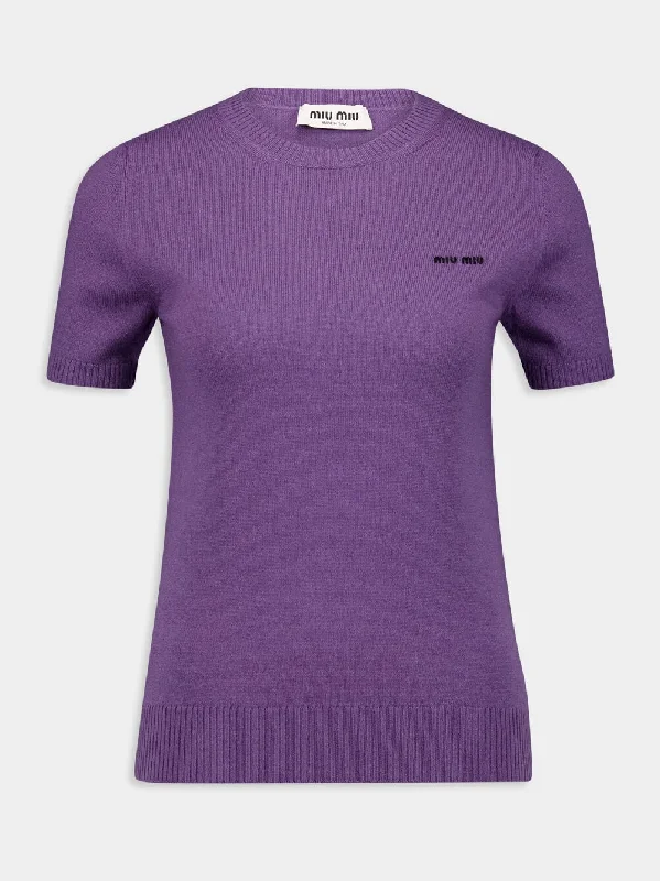 Slim-fit Purple Cashmere Sweater