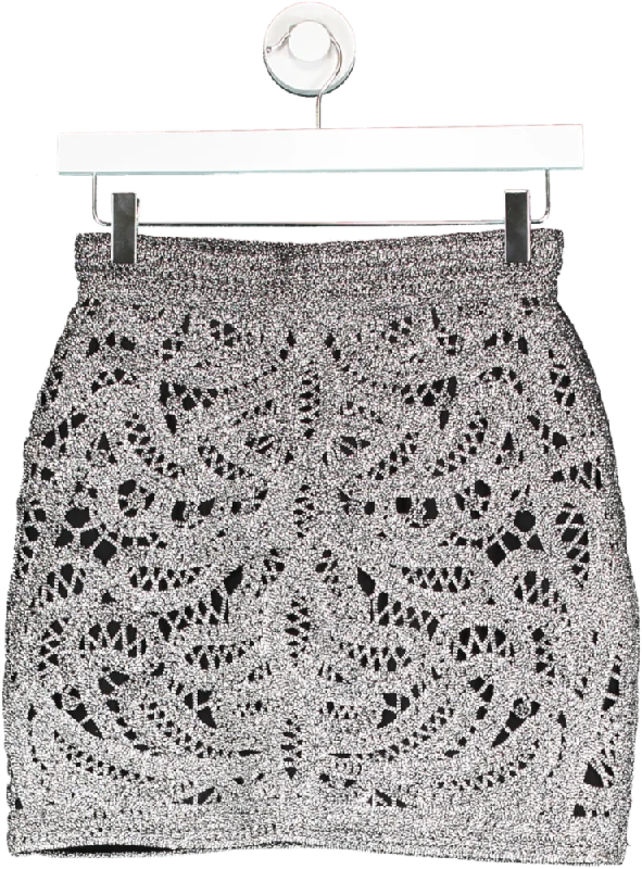 Maje Metallic Thread Open Weave Skirt UK 8